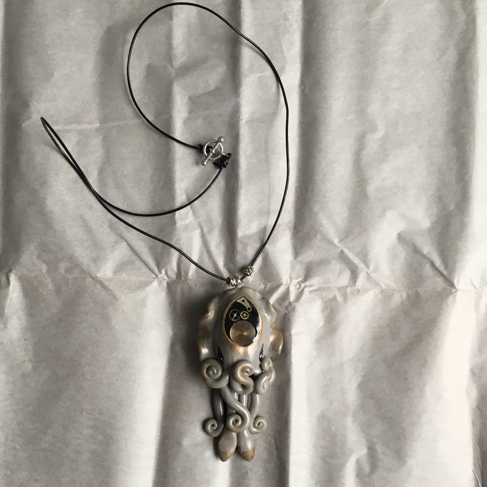 Etsy Silver Clay Squid Necklace